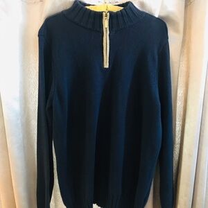 Karen Scott Navy Blue Sweater With Gold Zipper Size Large